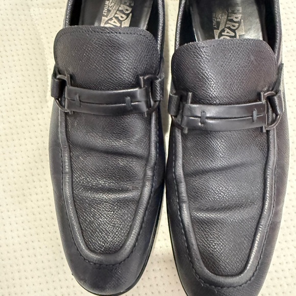 Salvatore Ferragamo Dark Leather Slip-Ons